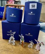 Swarovski Crystal Glass, a mixed collection of Rabbits including 'Rabbit with Roses', LovLots 'Lucky