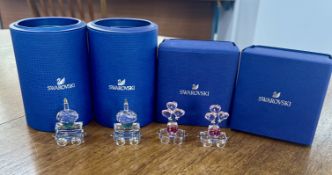 Swarovski Crystal Glass, a small mixed collection including 'Heart Balloons Wagon', 'Cupcake