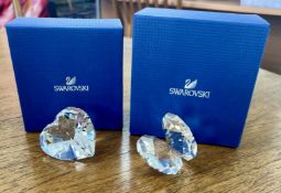 Swarovski Crystal Glass, 'Shell with Pearl/Oyster' and 'Sparkling Heart', all boxed.