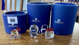 Swarovski Crystal Glass, three pieces including 'Christmas Ornament - Gift', 'Hoot the Owl -