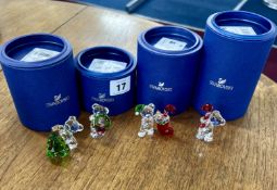 Swarovski Crystal Glass, Kris bears including 'Christmas 2019', 'Christmas 2017', 'Christmas 2016'