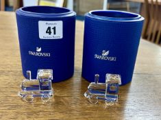 Swarovski Crystal Glass, two 'Locomotive' boxed (2).