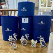 Swarovski Crystal Glass, a small mixed collection including 'Owlet', 'Squirrel' etc, all boxed (5).