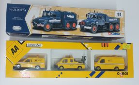 Corgi, '17904 - Pickford's 2 Scammell Contractors' model and 'AA Services Set', boxed. (2)
