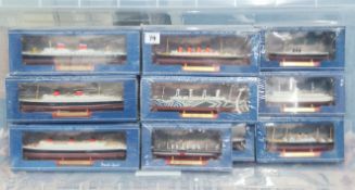 Editions Atlas, 'RMS Lusitania ' ship model with 14 additional models, boxed. (15)
