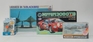 Hasegawa 'Lockheed SR-71A Blackbird' model kit, with 3 other models and kits, makes of Lledo,
