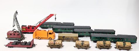 A collection of various automobile, locomotive and truck models, makes by Kitmaster
