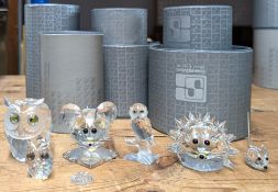 Swarovski Crystal Glass, a mixed collection including 'Owl Green Eyes Small', etc, boxed. (6) (