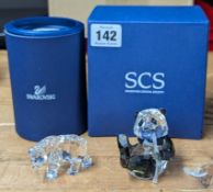 Swarovski Crystal Glass, 'Rare Encounters' - 'Polar Bear Sister', and 'Endangered Wildlife' - Annual