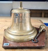 A 'WWII Trinity House Ship's Bell- 1945' together with stand and bronze striker, in bronze, height