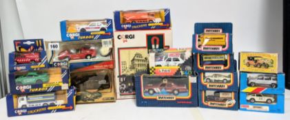 Corgi, 'Turbos - Porsche' with 7 Corgi models, 9 Matchbox models and 1 Polistil model, boxed. (17)