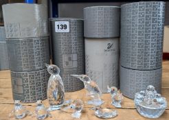 Swarovski Crystal Glass, a mixed collection including 'Large Penguin', 'Small Kiwi', etc, boxed. (8)