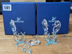 Swarovski Crystal Glass, 'Aquatic Worlds' - 'Seahorses', boxed. (2) (one seahorse detached on one