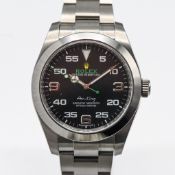 Rolex Air-King, a 2021 gents Oyster Perpetual stainless steel, tag, guarantee card dated 16.12.2021,