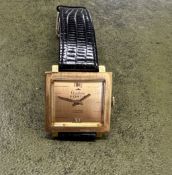 Audax Fortis, an 18ct gold 17 Jewels Incabloc square face wristwatch, numbered 5408 on the