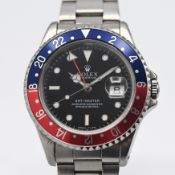 Rolex GMT-Master, a 1996 gents Oyster Perpetual Date, 'Pepsi' wristwatch, stainless steel, model