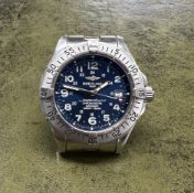 Breitling, an automatic chronometre Super Ocean Date stainless steel wristwatch, with blue arabic
