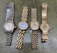 A mixed collection of four ladies dress watches including Raymond Weil (4).