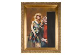 Robert Lenkiewicz (1941-2002) 'Painter with Patti' oil on board, 99cm x 91.50cm, framed and