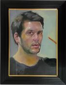 Simon K Bennett (Plymouth artist, school of R. O. Lenkiewicz), oil on canvas 'Self Portrait 2',