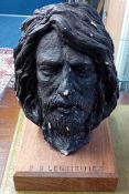 Robert Lenkiewicz, plaster sculpture (bust), on wood plinth, in the style of Richard Clarke,