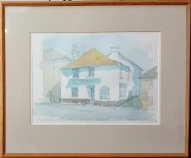 John Miller (1931-2002) watercolour, 'Old Building In The Fishing Village Of Mousehole Between