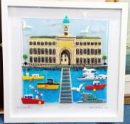 Lou Coultas, 'Royal William Yard', signed, framed, overall size 43cm x 43cm. Consigned straight from