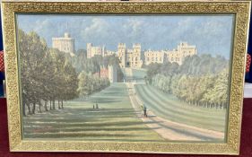 Charles Francis, oil on canvas, 'Windsor Castle', in gilt frame, overall size 70cm x 110cm.