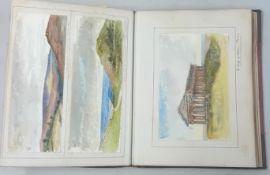 A book of Victorian watercolour sketches of landscape and urban scenes, to include sketches of