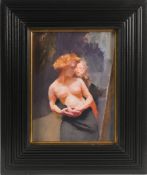 Robert Lenkiewicz (1941-2002), oil on board of Tina ?, framed and glazed, overall size 58.5cm x