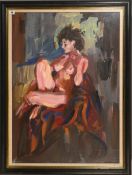 Robert Lenkiewicz (1941-2002), oil on canvas sketch of Esther in his Studio, framed and glazed,