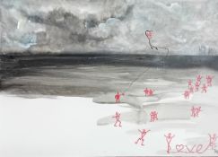 Julie Beer, oil on canvas board, 'All You Need is Love', signed, overall size 60cm x 45cm. Julie