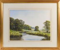 D. Kinrade, pastel on paper landscape, signed, framed and glazed, overall size 52cm x 62cm.