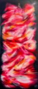 Sue Wills (1962-) a large oil on canvas abstract, signed, overall size 183cm x 79cm. Sue Wills is