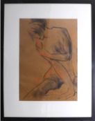 Jill Watkins, pastel sketch of lady, subject size 67cm x 47cm, framed and glazed. Overall size 100cm