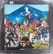 Robert Lenkiewicz (1941-2002), print on canvas 'The Barbican Mural', framed, overall size 49cm