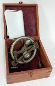 A 19th century brass sextant (glass damaged), maker Stanley, London, marked 1889, in a wooden box (