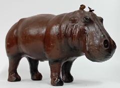 In the manner of Dimitri Omersa for Abercrombie & Fitch, 1960s, a leather model of a hippo, possibly