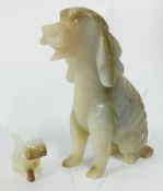 An agate dog figurine, height 17cm, with another smaller. (2)