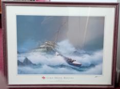 Tim Thompson, four signed limited edition prints of RNLI 'Gold Medal Rescues', framed and glazed,
