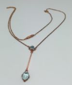 A 9ct gold aquamarine pendant necklace, marked 9ct, overall weight 2.8g.