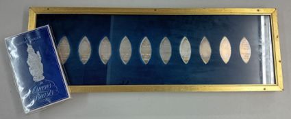 A boxed set of ten Sterling Silver lozenge shaped ingots titled 'The Queens Beasts' - produced to