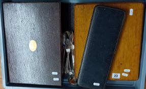 A quantity of silver plated flatware, to include various spoons, a boxed dinner service, and a boxed