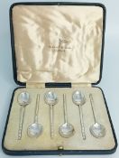 A set of six silver teaspoons, boxed, by Walker & Hall, Sheffield, hallmarked Sheffield 1937, silver