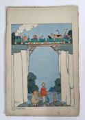 Heath Robinson (British, 1872-1944), watercolour, 'We Just Managed to Catch the Last Train Home',