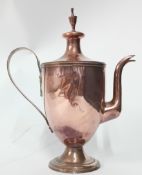 A Georgian tin-lined copper coffee pot, with regency style decoration, height 29.5cm.