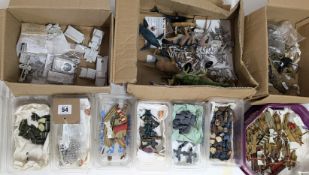 A collection of painted and part-painted models, to include Roman ships, soldiers, aeroplane and