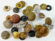 A quantity of military buttons, together with a stethoscope.