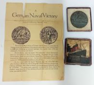 Sinking of the SS Lusitania, 1915, a cast English replica of the medal by K. Goetz, with original