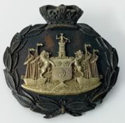 An Early Issue Victorian Southampton County Borough Police Helmet Plate, pre 1865, large black